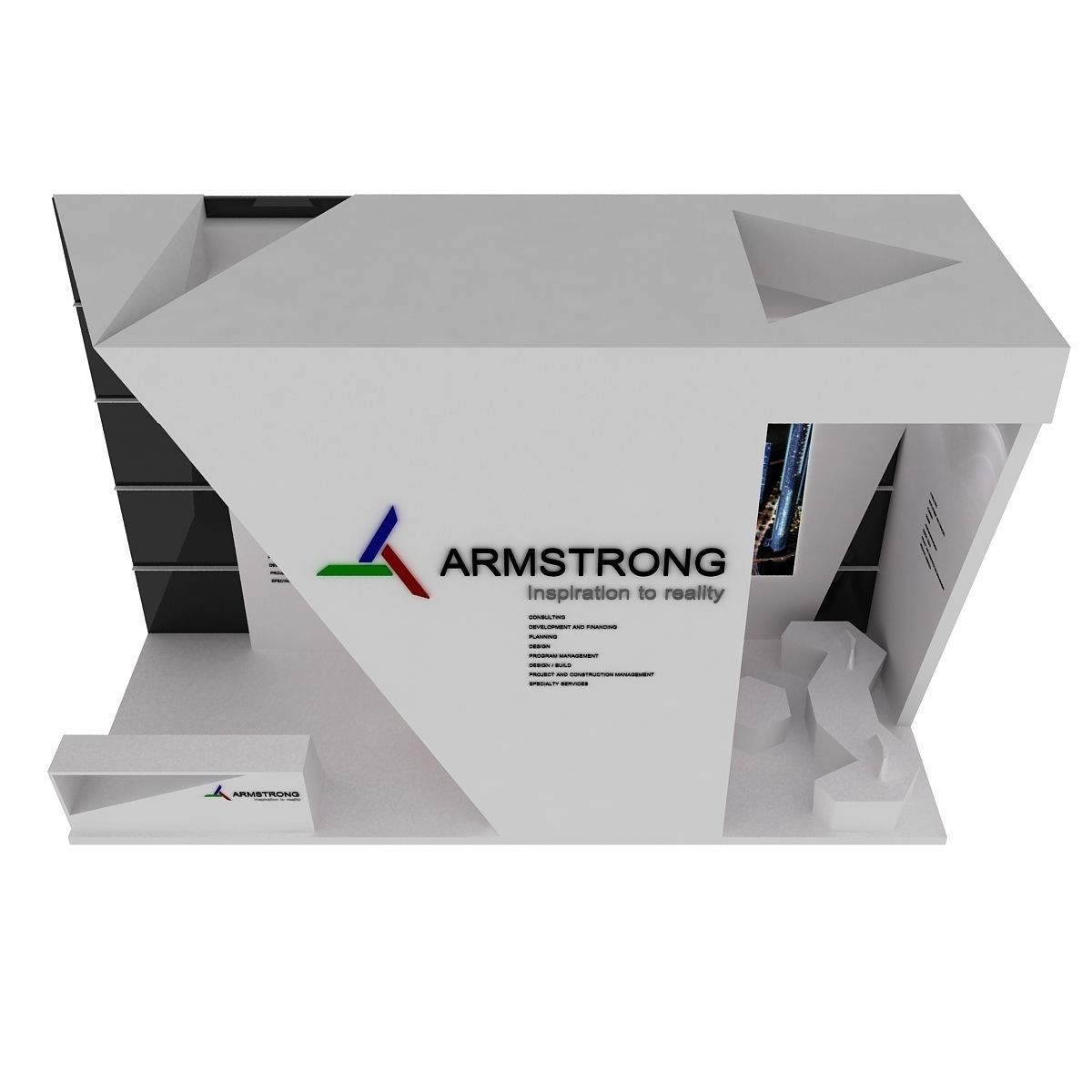  Armstrong Exhibition Booth Low-poly 3D model_2
