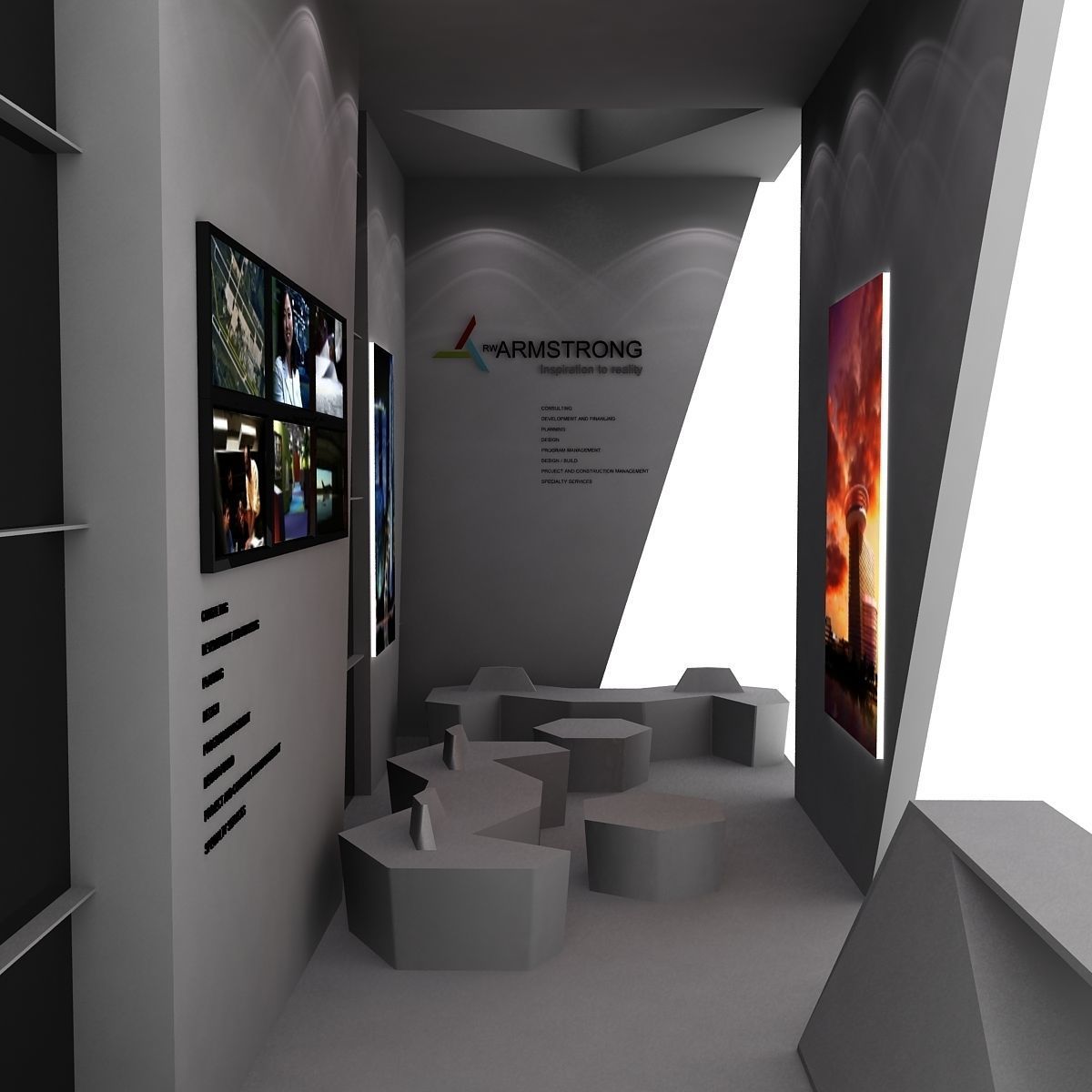  Armstrong Exhibition Booth Low-poly 3D model_3