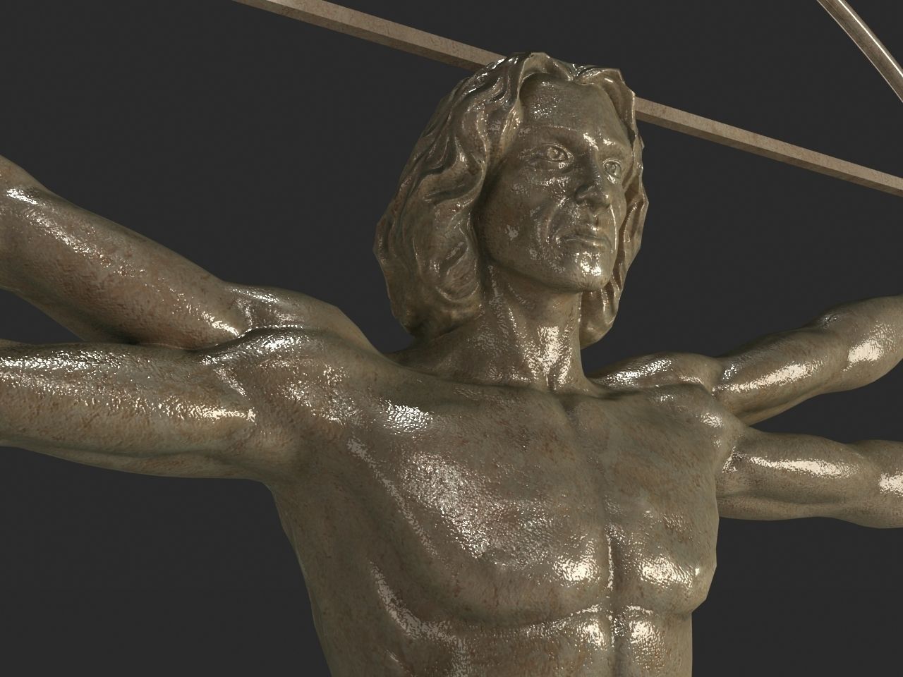 Vitruvian Man By  Leonardo Da Vinci Low-poly 3D model_6