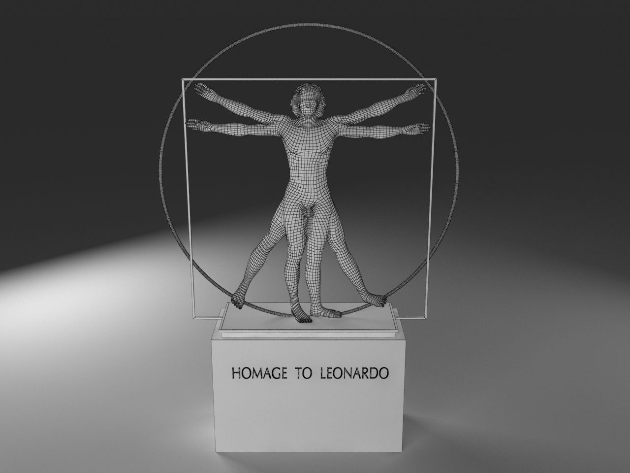 Vitruvian Man By  Leonardo Da Vinci Low-poly 3D model_10