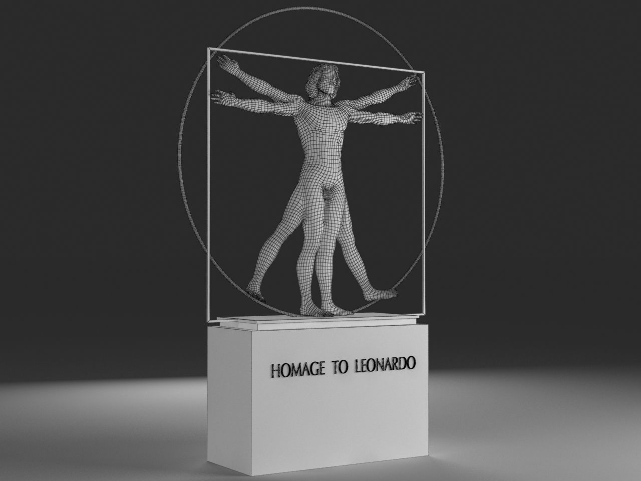 Vitruvian Man By  Leonardo Da Vinci Low-poly 3D model_8