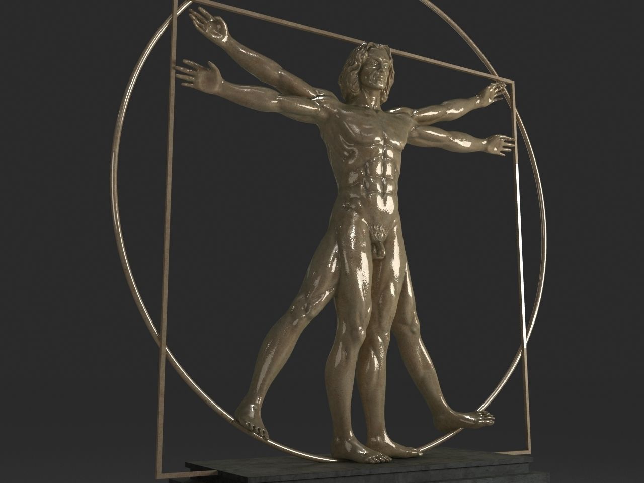 Vitruvian Man By  Leonardo Da Vinci Low-poly 3D model_5