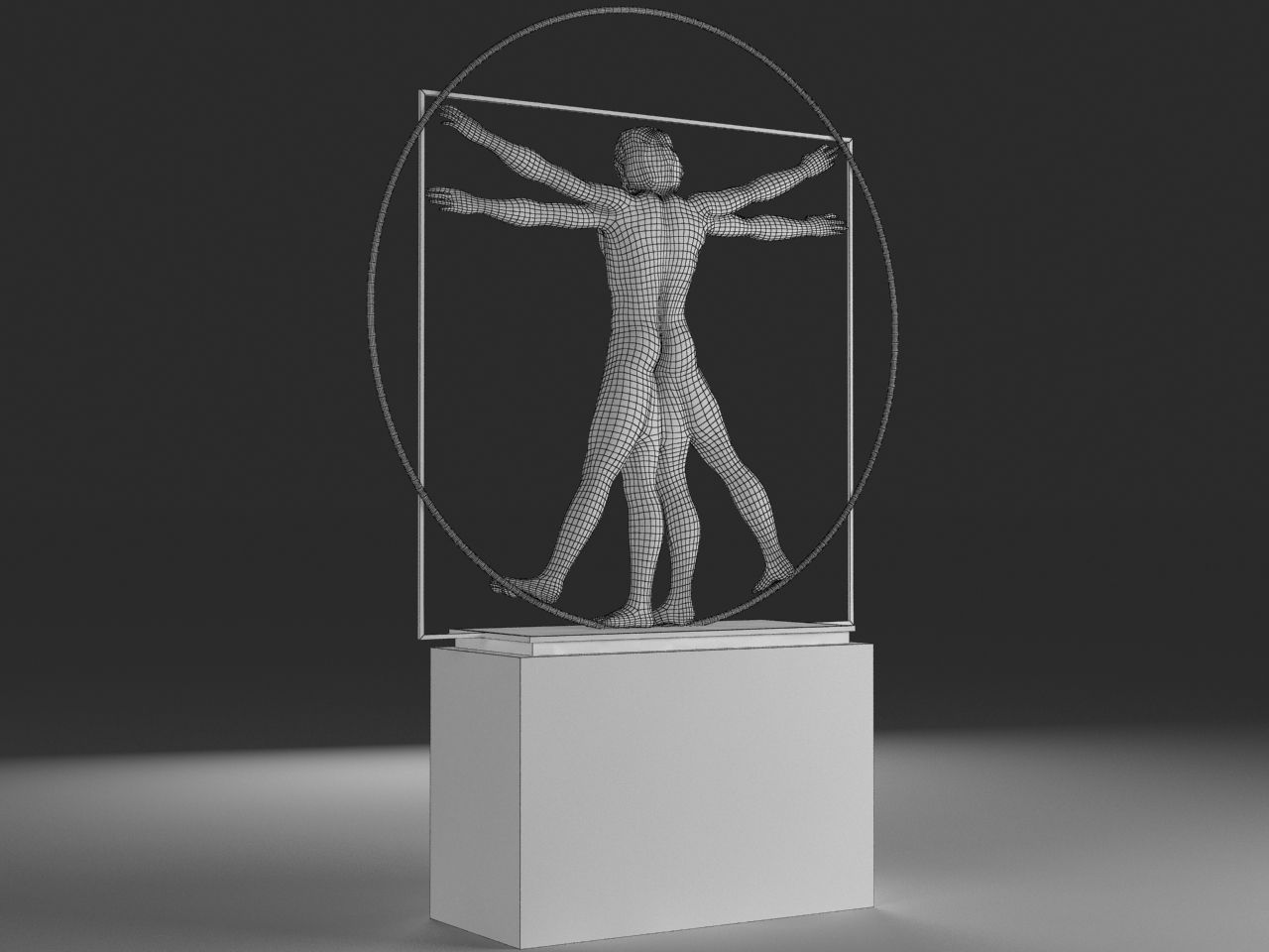 Vitruvian Man By  Leonardo Da Vinci Low-poly 3D model_7