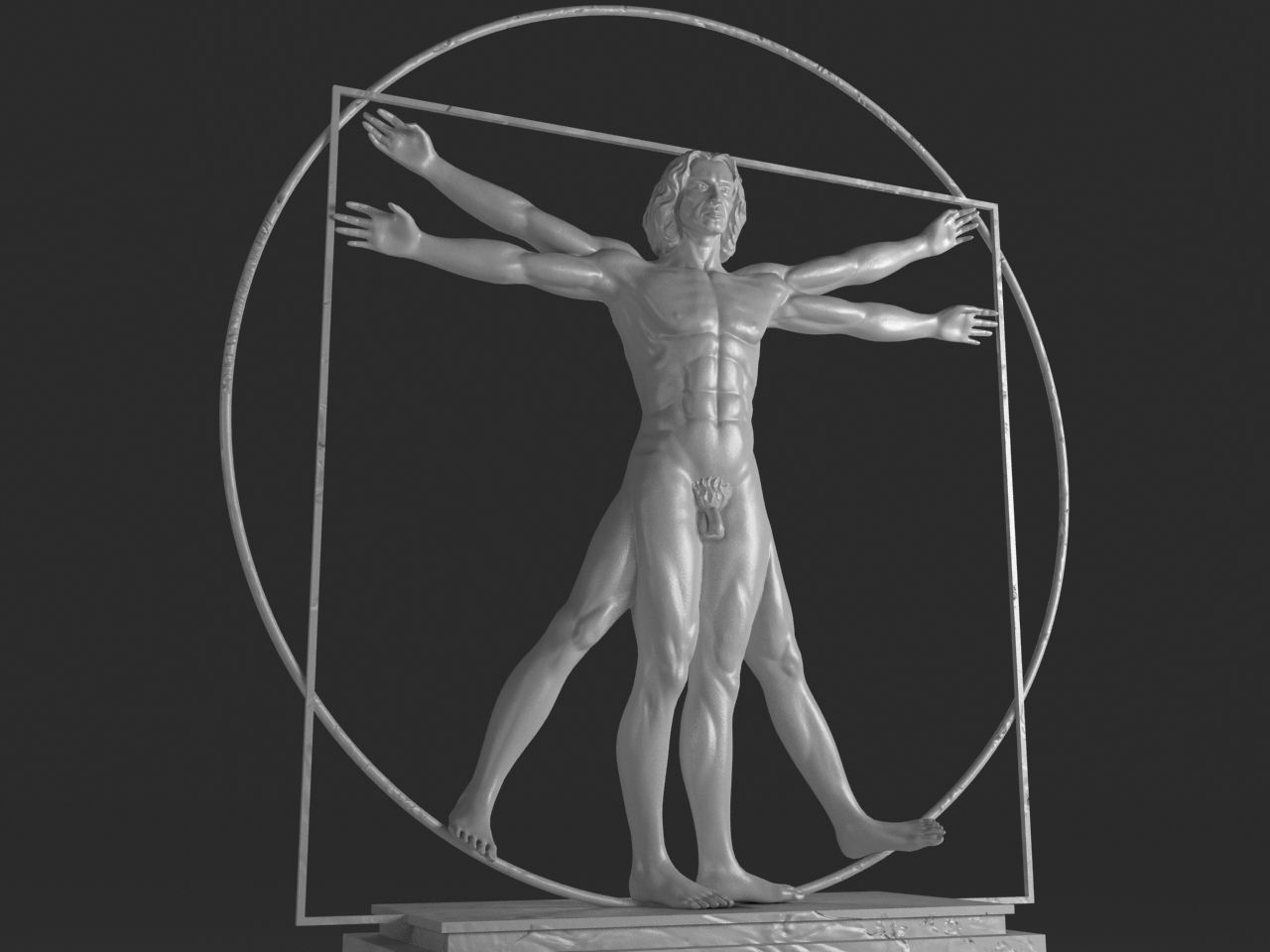 Vitruvian Man By  Leonardo Da Vinci Low-poly 3D model_11