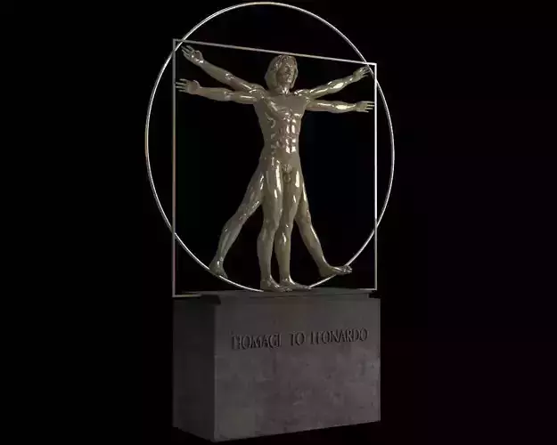 Vitruvian Man By  Leonardo Da Vinci Low-poly 3D model