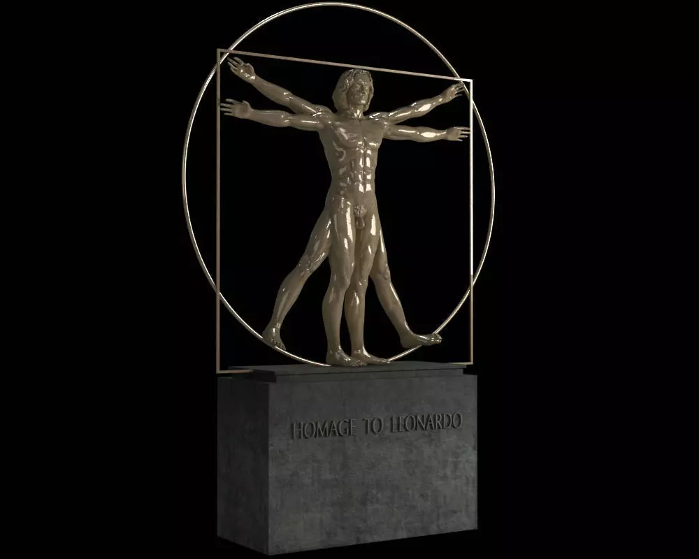 Vitruvian Man By  Leonardo Da Vinci Low-poly 3D model_0