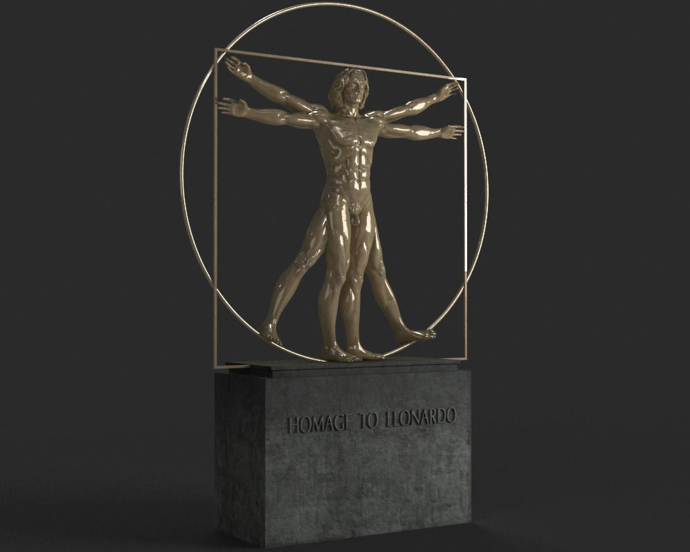 Vitruvian Man By  Leonardo Da Vinci Low-poly 3D model_12