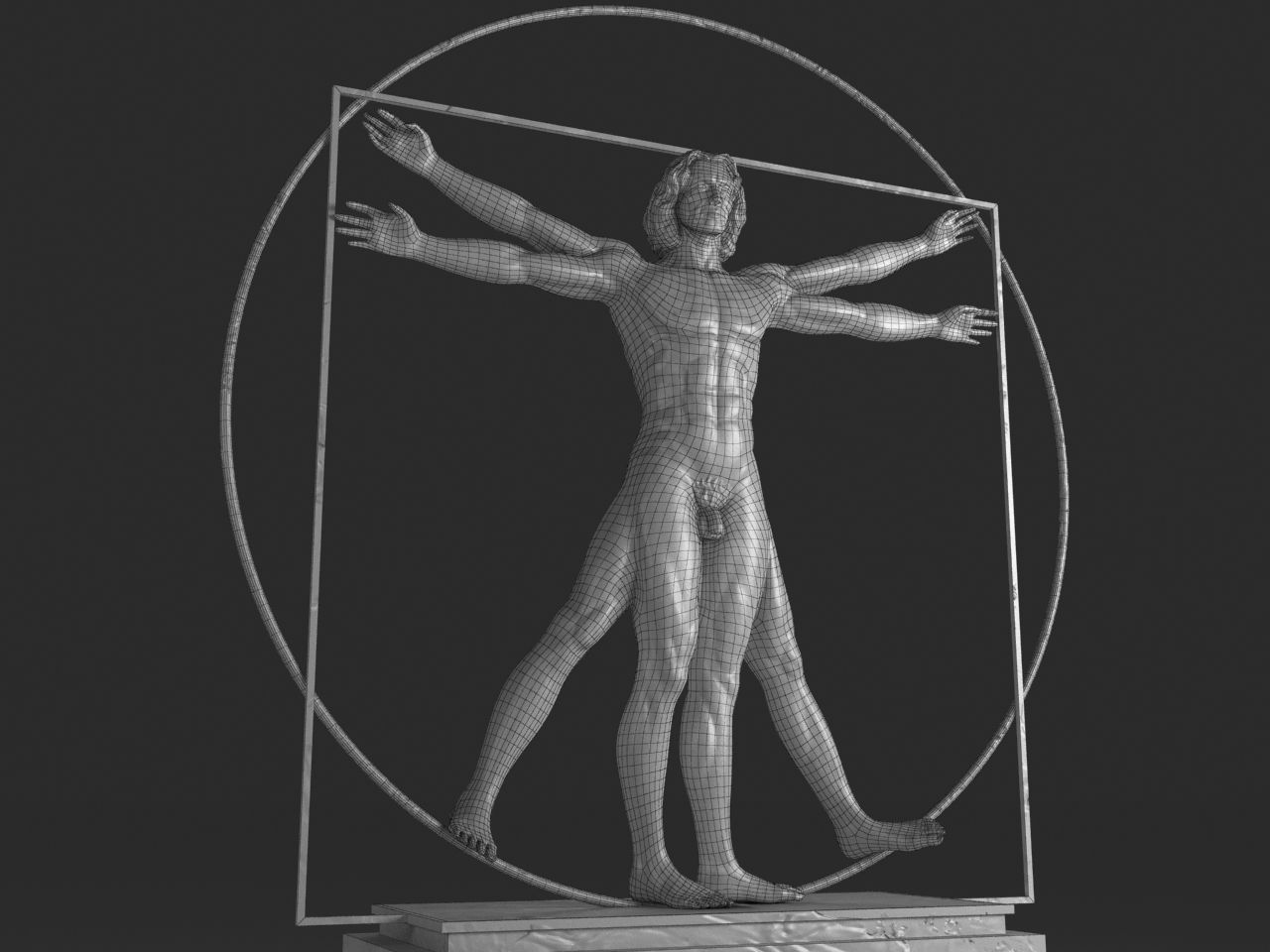 Vitruvian Man By  Leonardo Da Vinci Low-poly 3D model_9