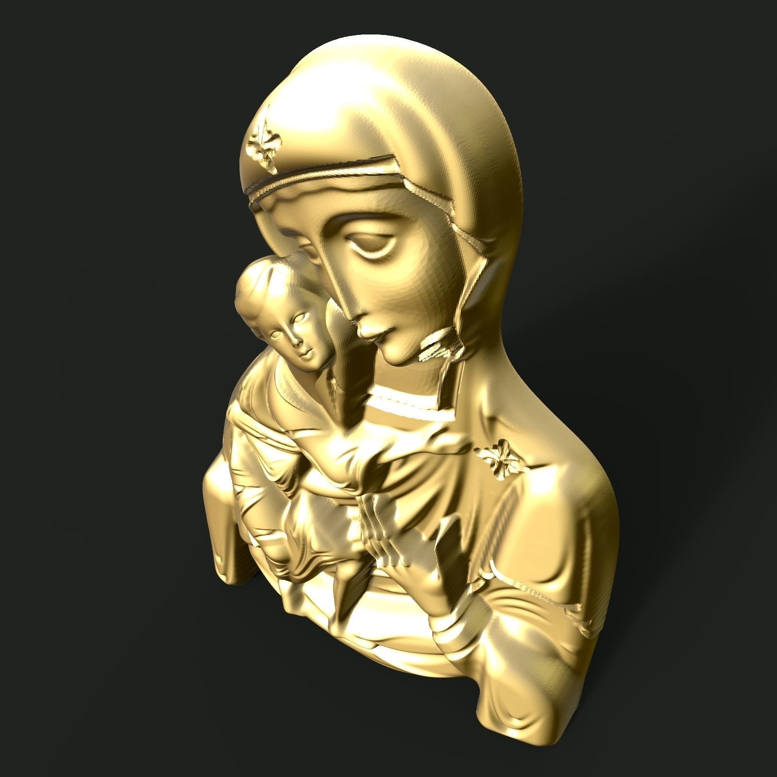Mary and Jesus pendant 3D print model_5