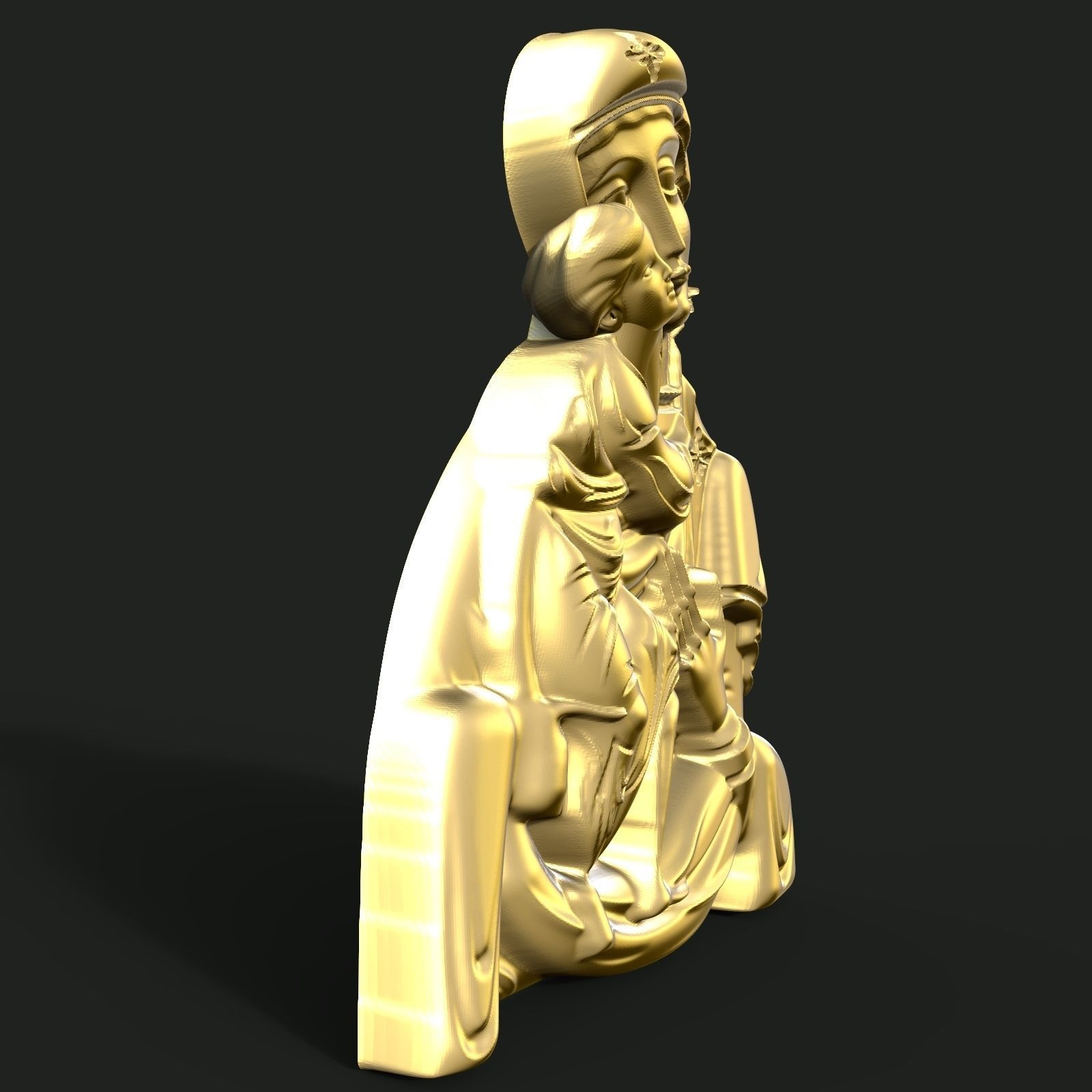 Mary and Jesus pendant 3D print model_2
