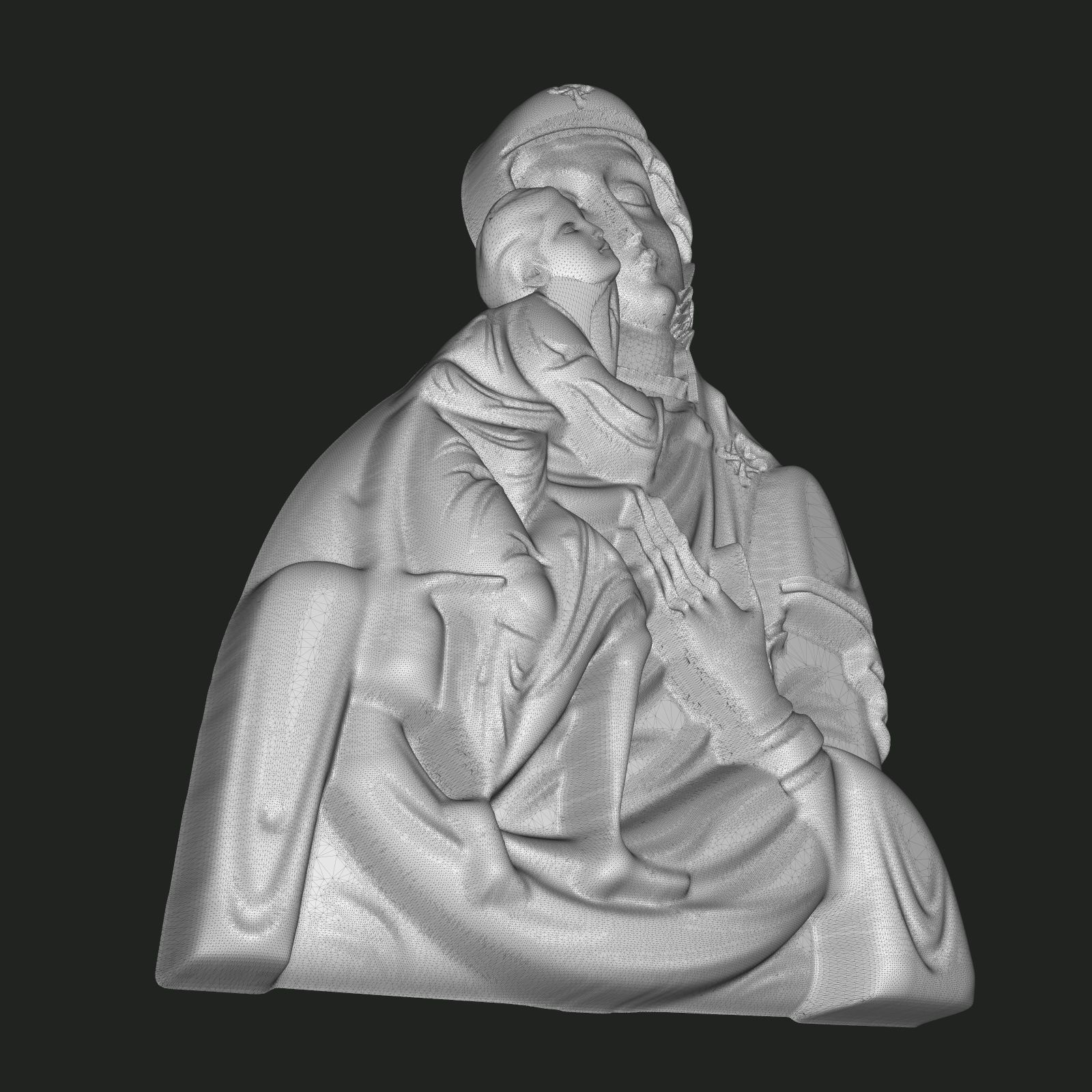 Mary and Jesus pendant 3D print model_10
