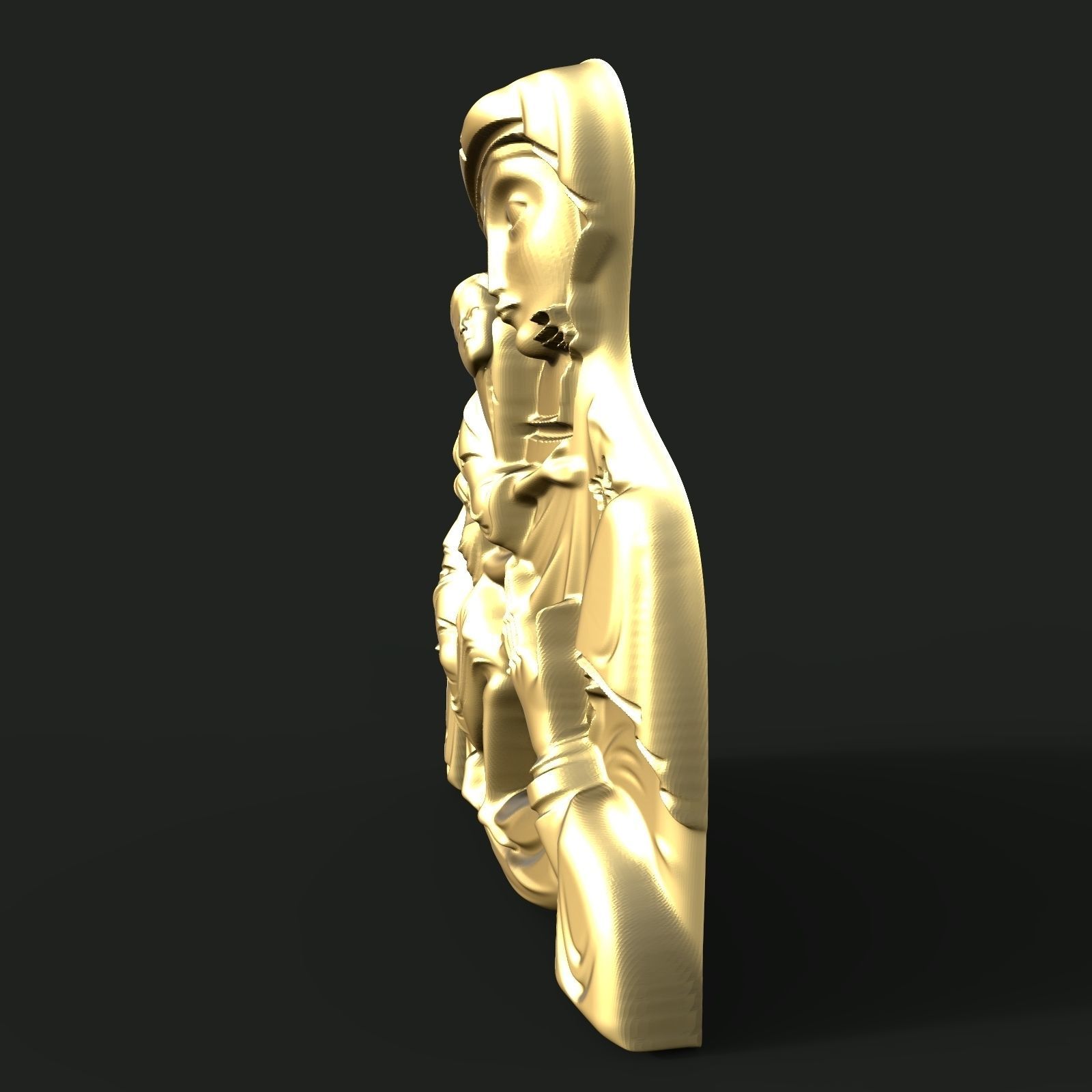 Mary and Jesus pendant 3D print model_4