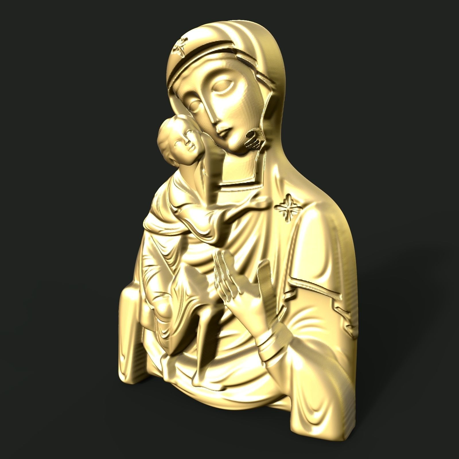 Mary and Jesus pendant 3D print model_3