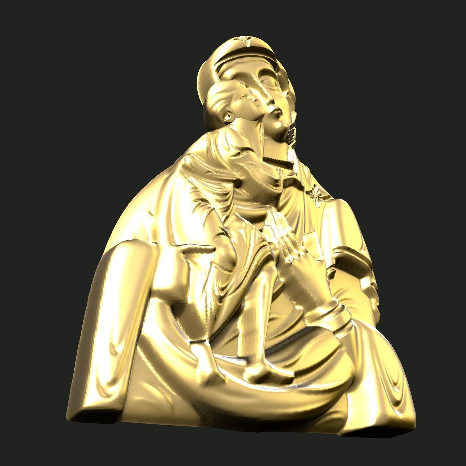 Mary and Jesus pendant 3D print model_1