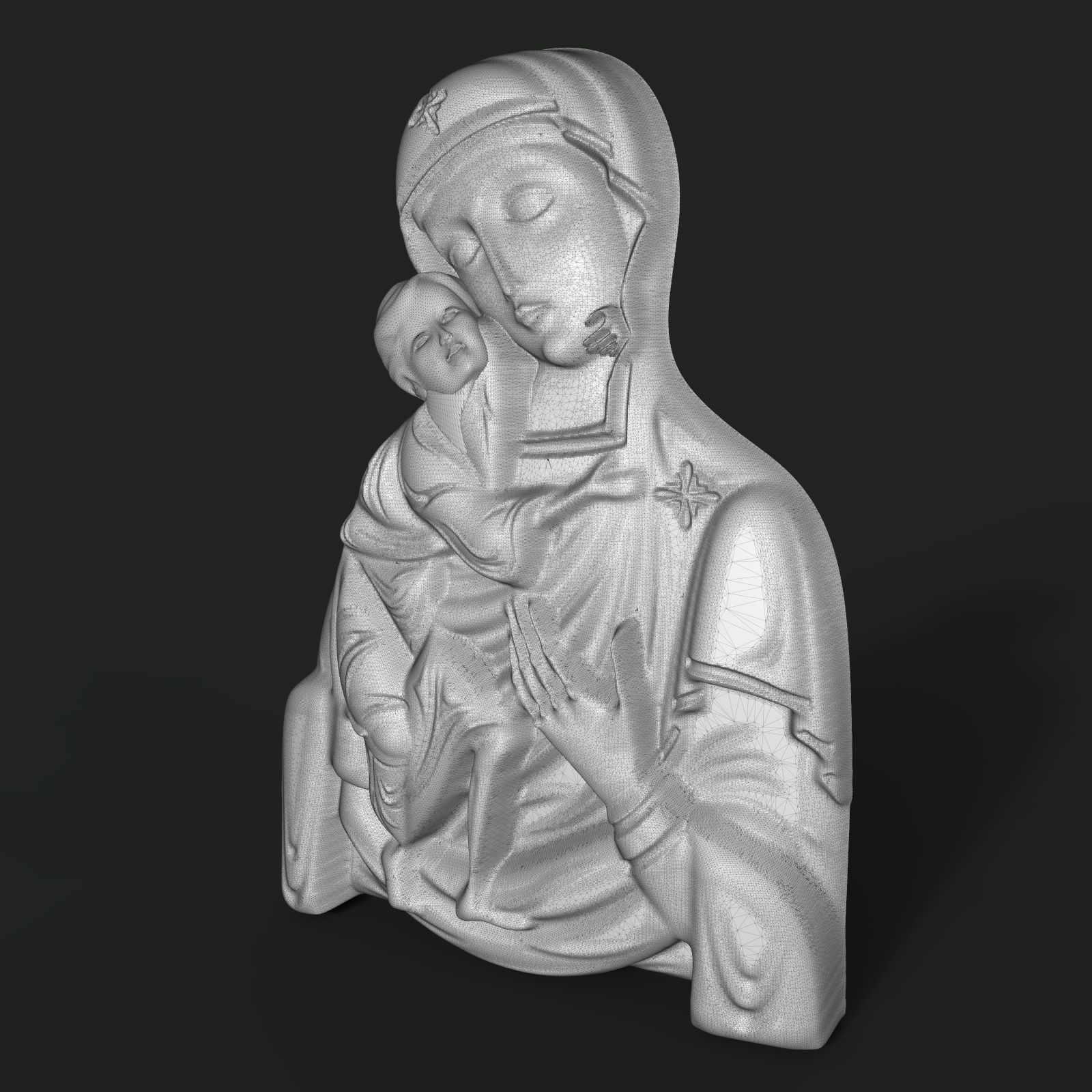 Mary and Jesus pendant 3D print model_11
