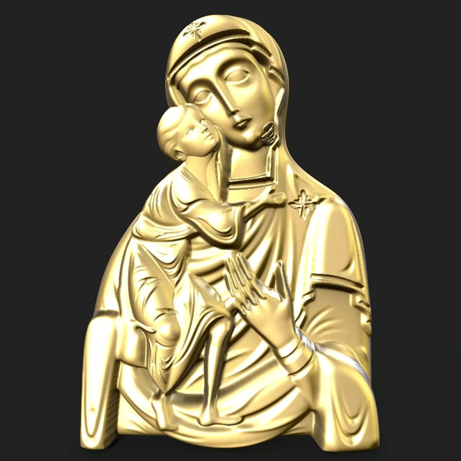 Mary and Jesus pendant 3D print model_0