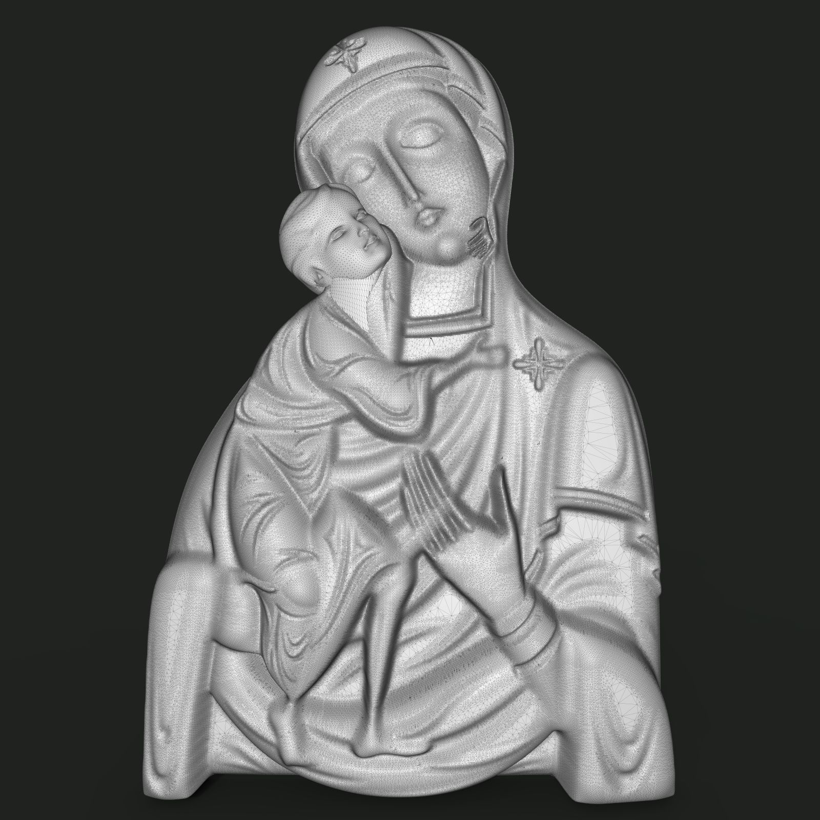 Mary and Jesus pendant 3D print model_8