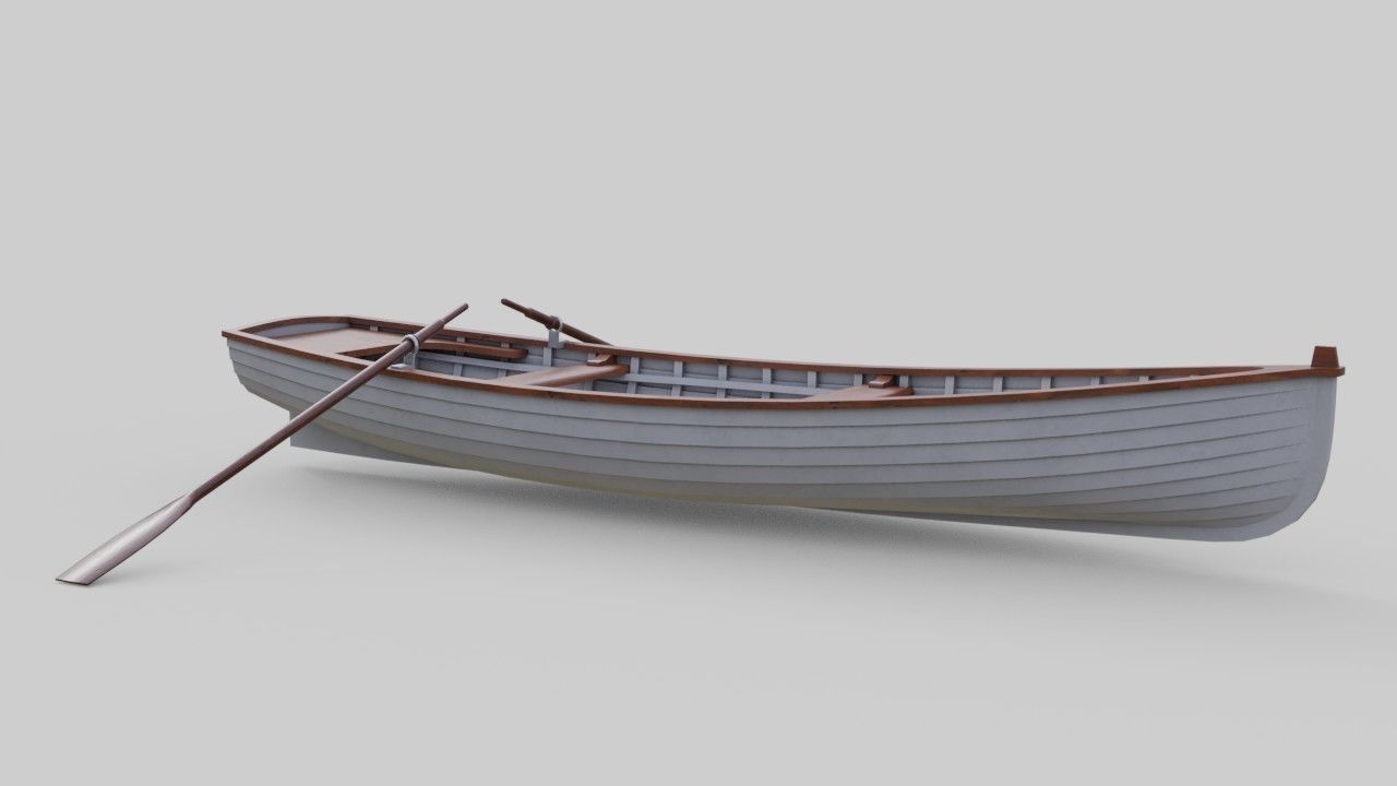 Rowboat 1B Low-poly 3D model_1