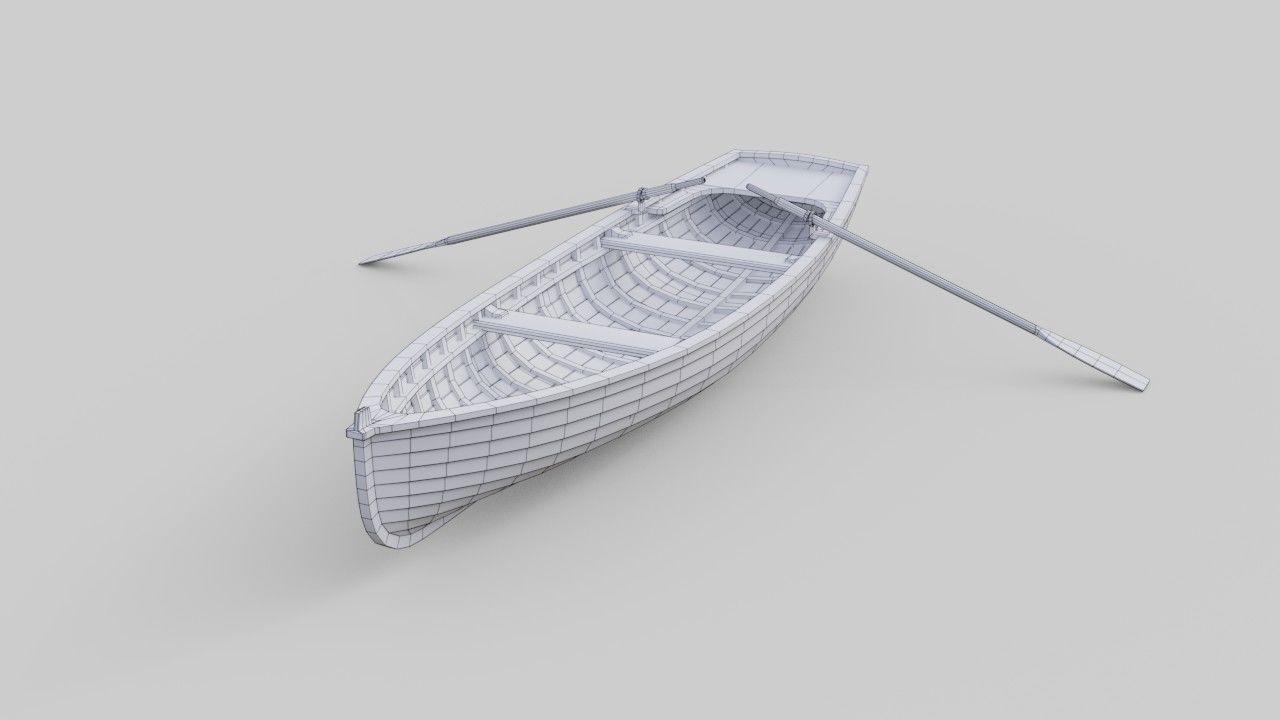 Rowboat 1B Low-poly 3D model_5