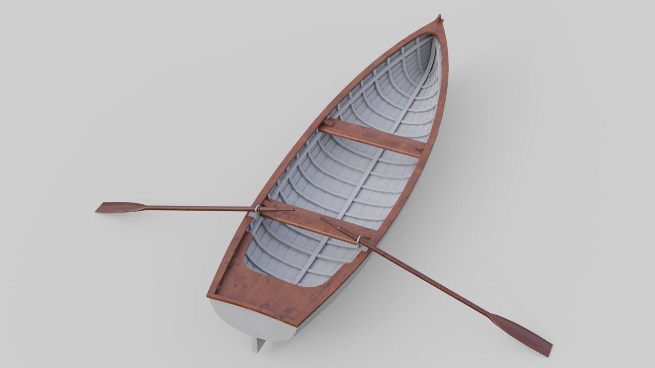 Rowboat 1B Low-poly 3D model_2