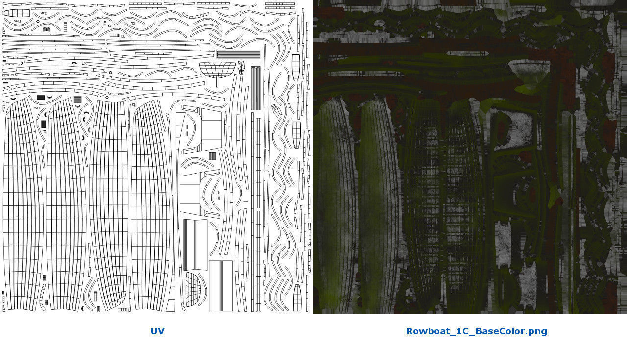 Rowboat 1C Low-poly 3D model_7