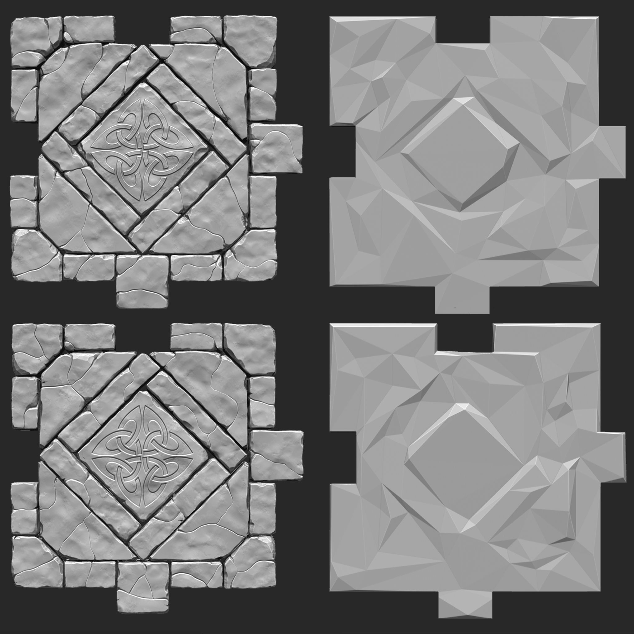 3D model Tileable Damaged Stone Road VR / AR / low-poly | CGTrader