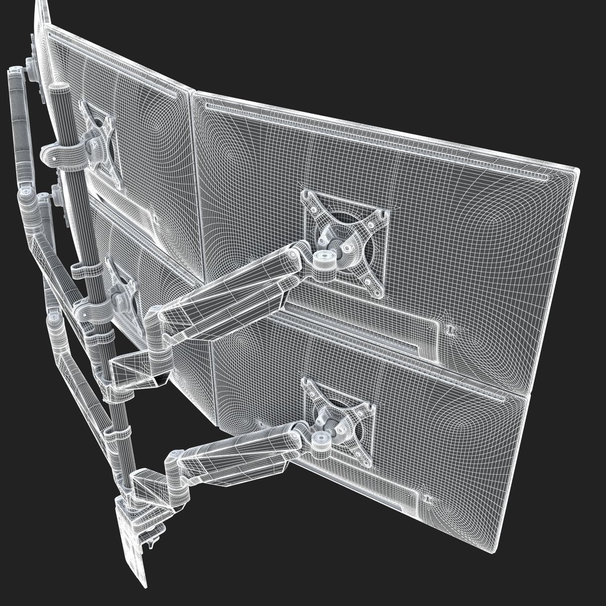 6-Monitors monitor stand with four monitors 3D model_25