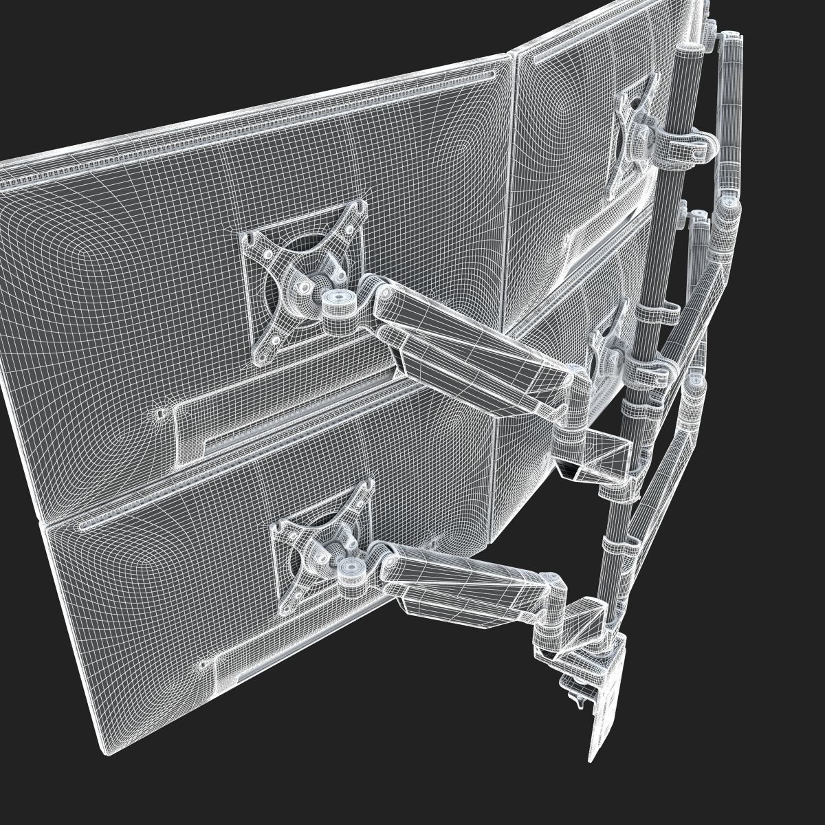 6-Monitors monitor stand with four monitors 3D model_28
