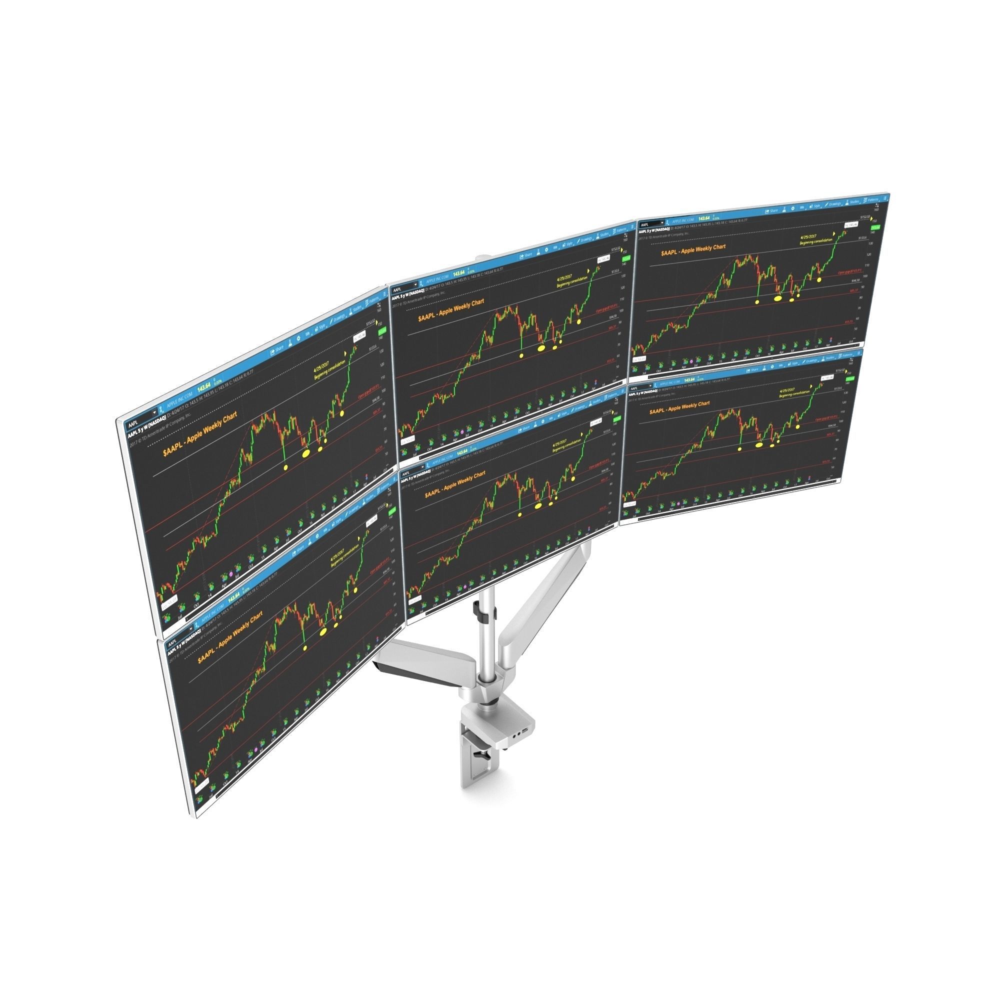 6-Monitors monitor stand with four monitors 3D model_3