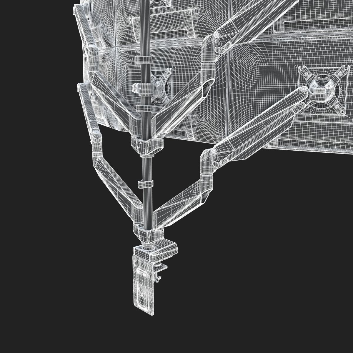 6-Monitors monitor stand with four monitors 3D model_20