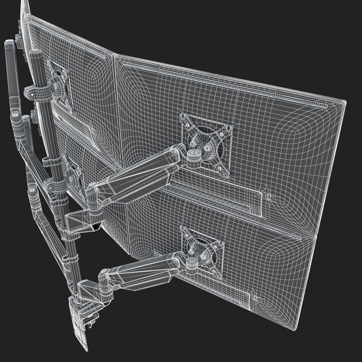 6-Monitors monitor stand with four monitors 3D model_21