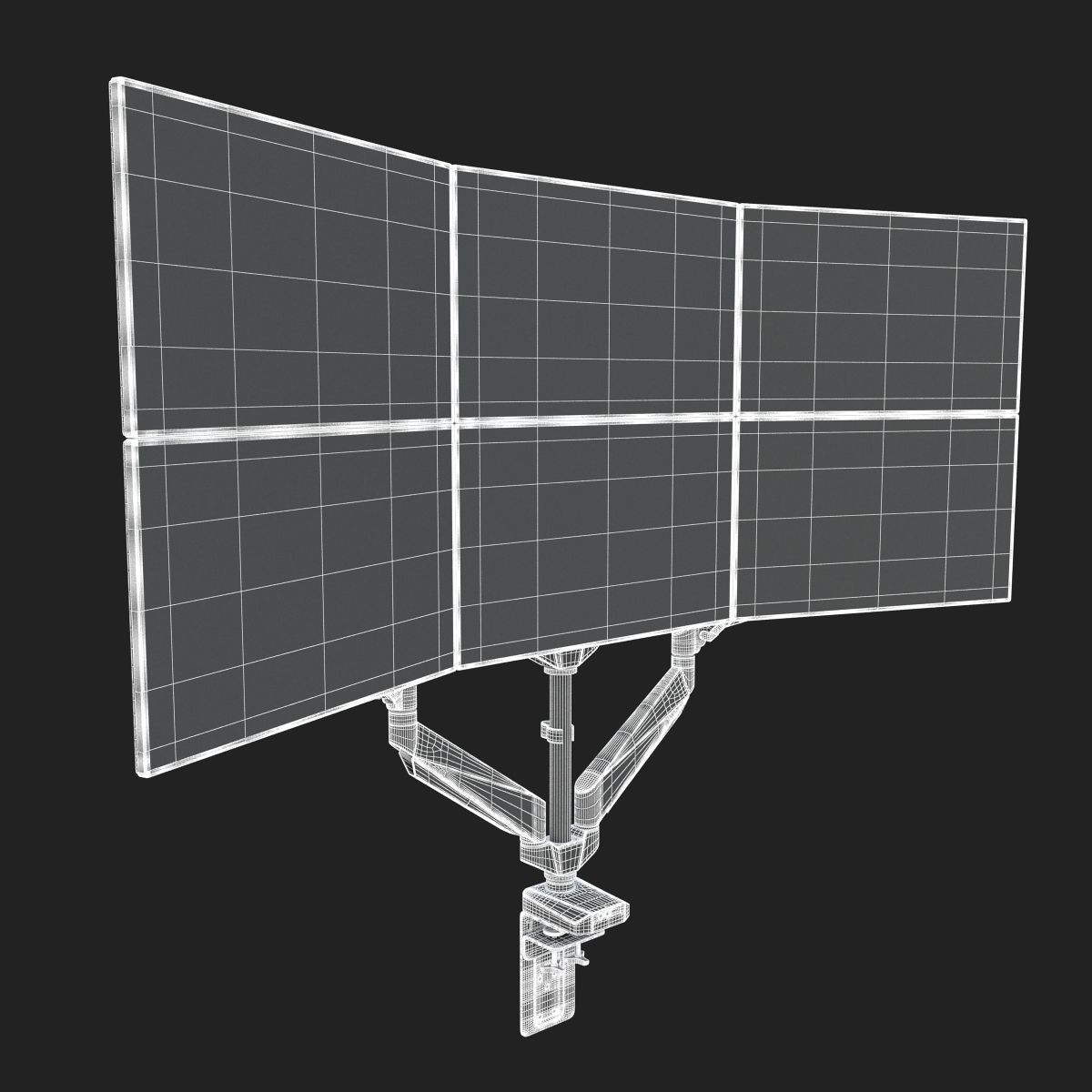 6-Monitors monitor stand with four monitors 3D model_23