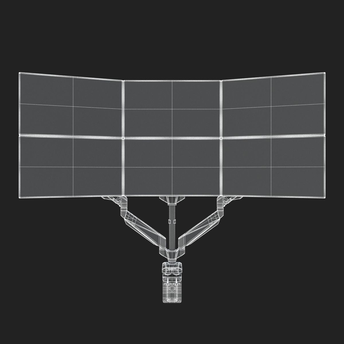 6-Monitors monitor stand with four monitors 3D model_15