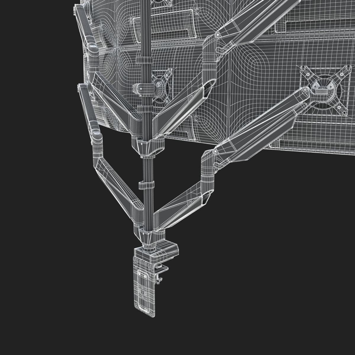 6-Monitors monitor stand with four monitors 3D model_19