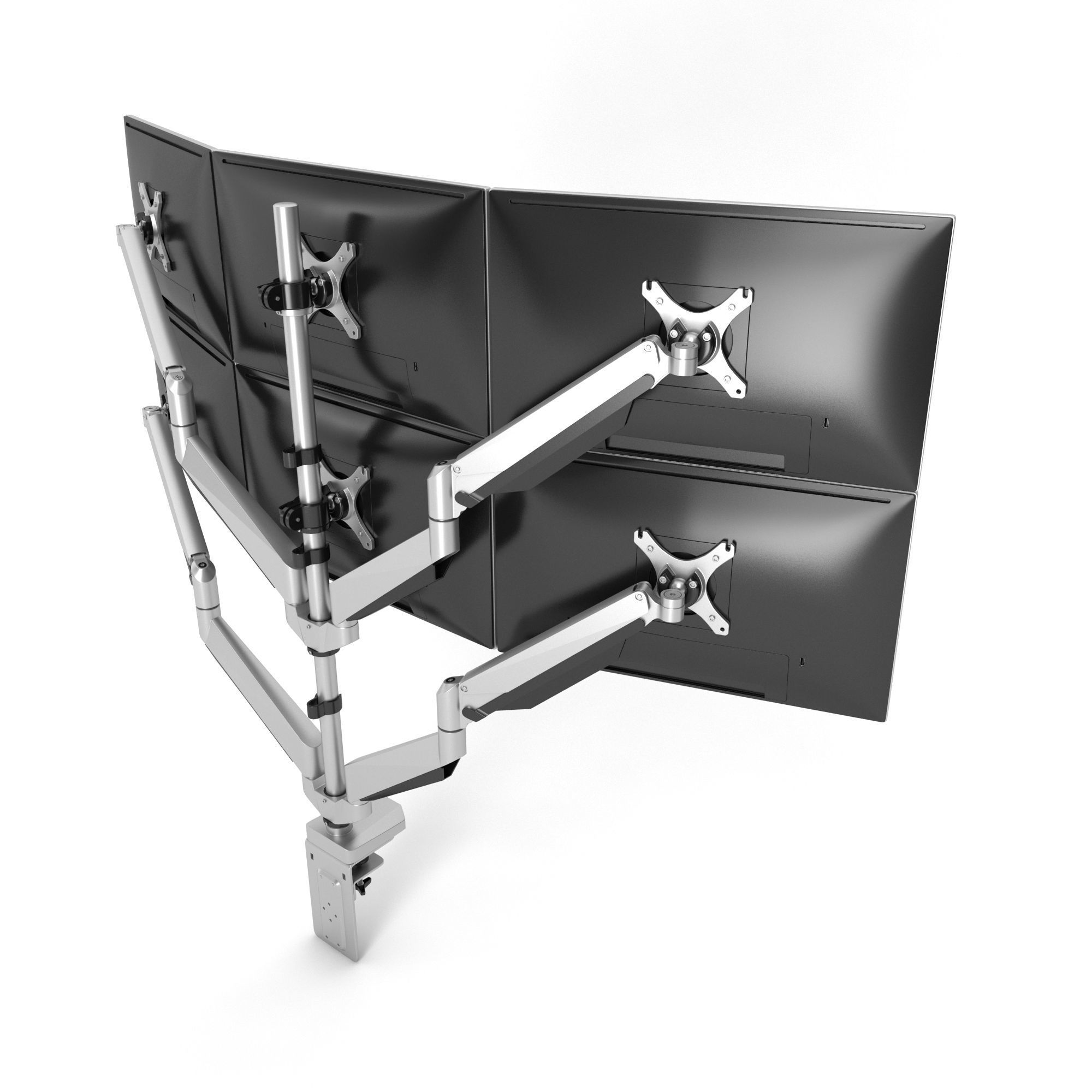 6-Monitors monitor stand with four monitors 3D model_5