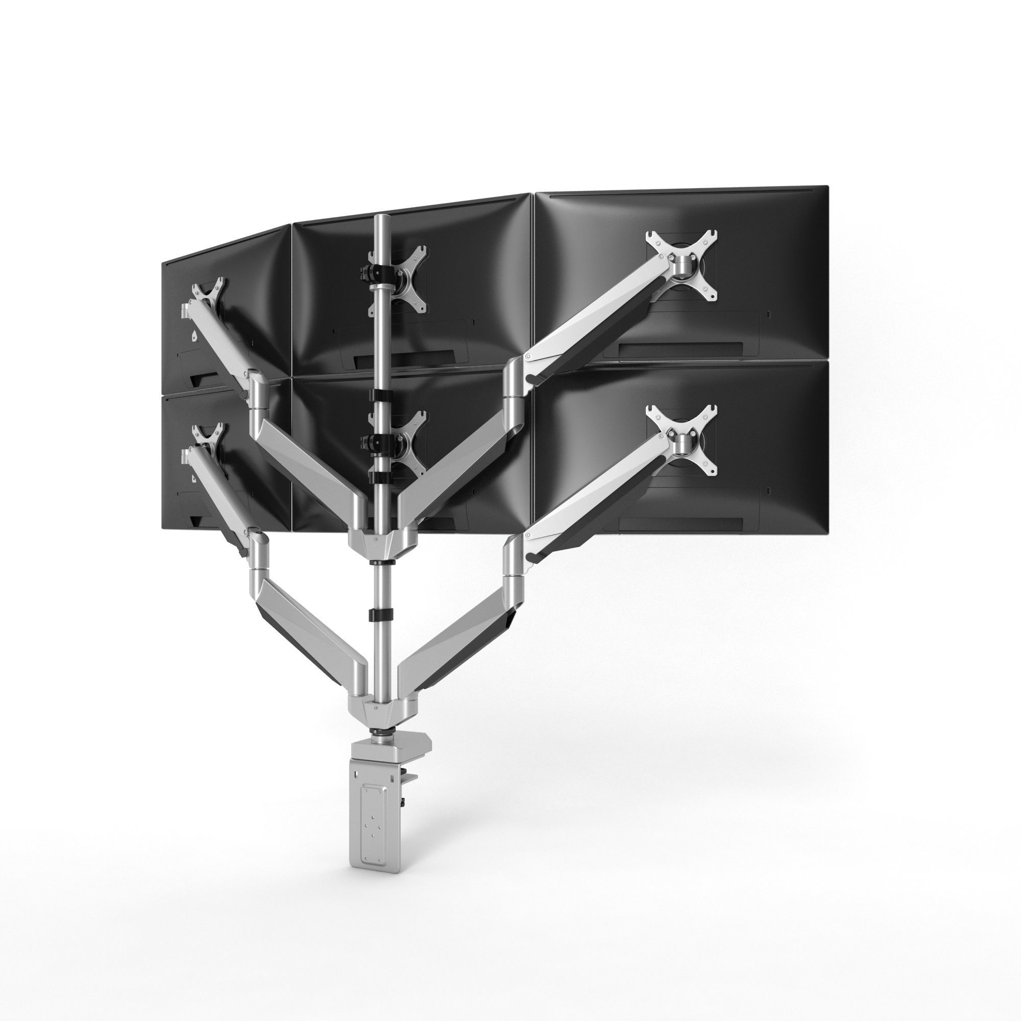 6-Monitors monitor stand with four monitors 3D model_4