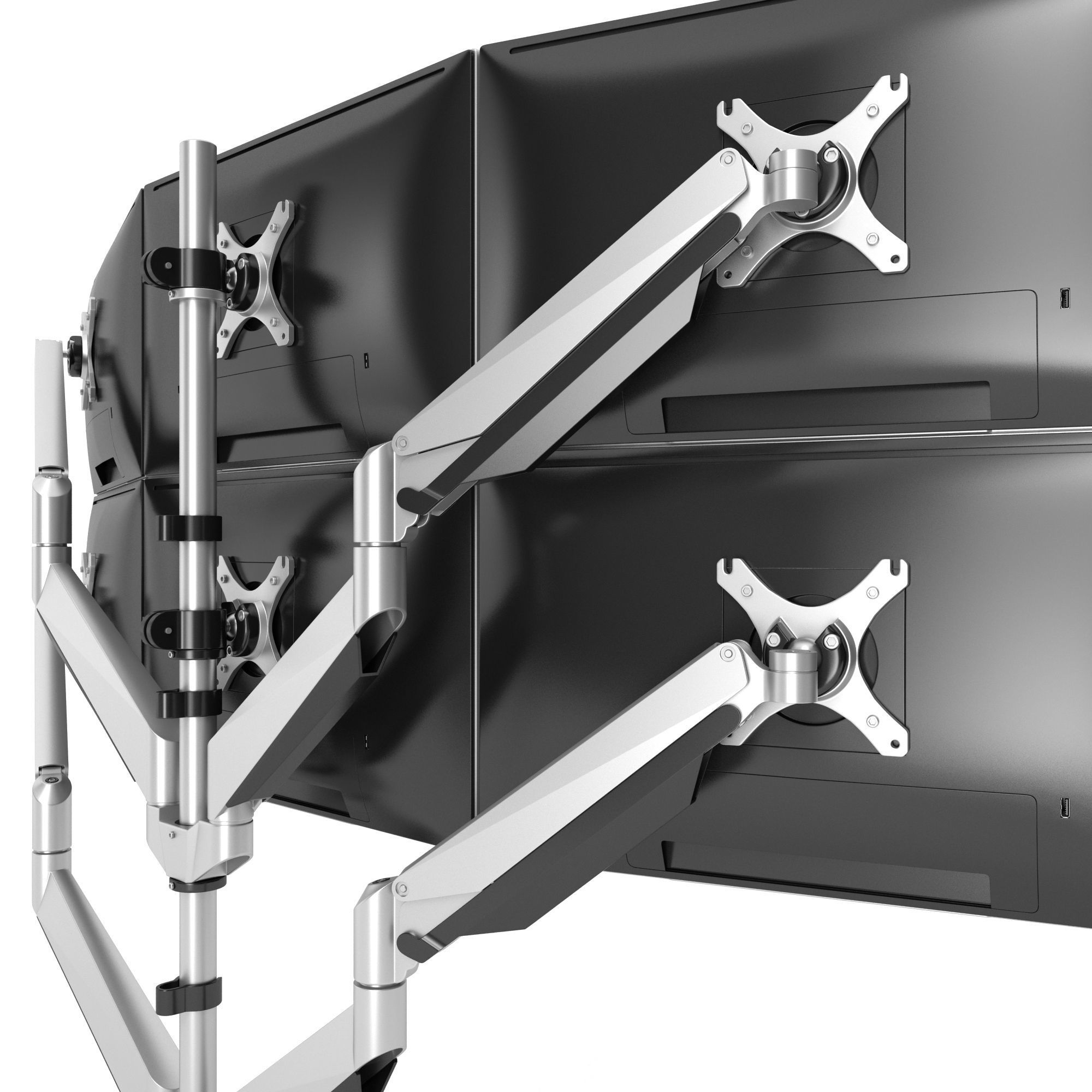 6-Monitors monitor stand with four monitors 3D model_11