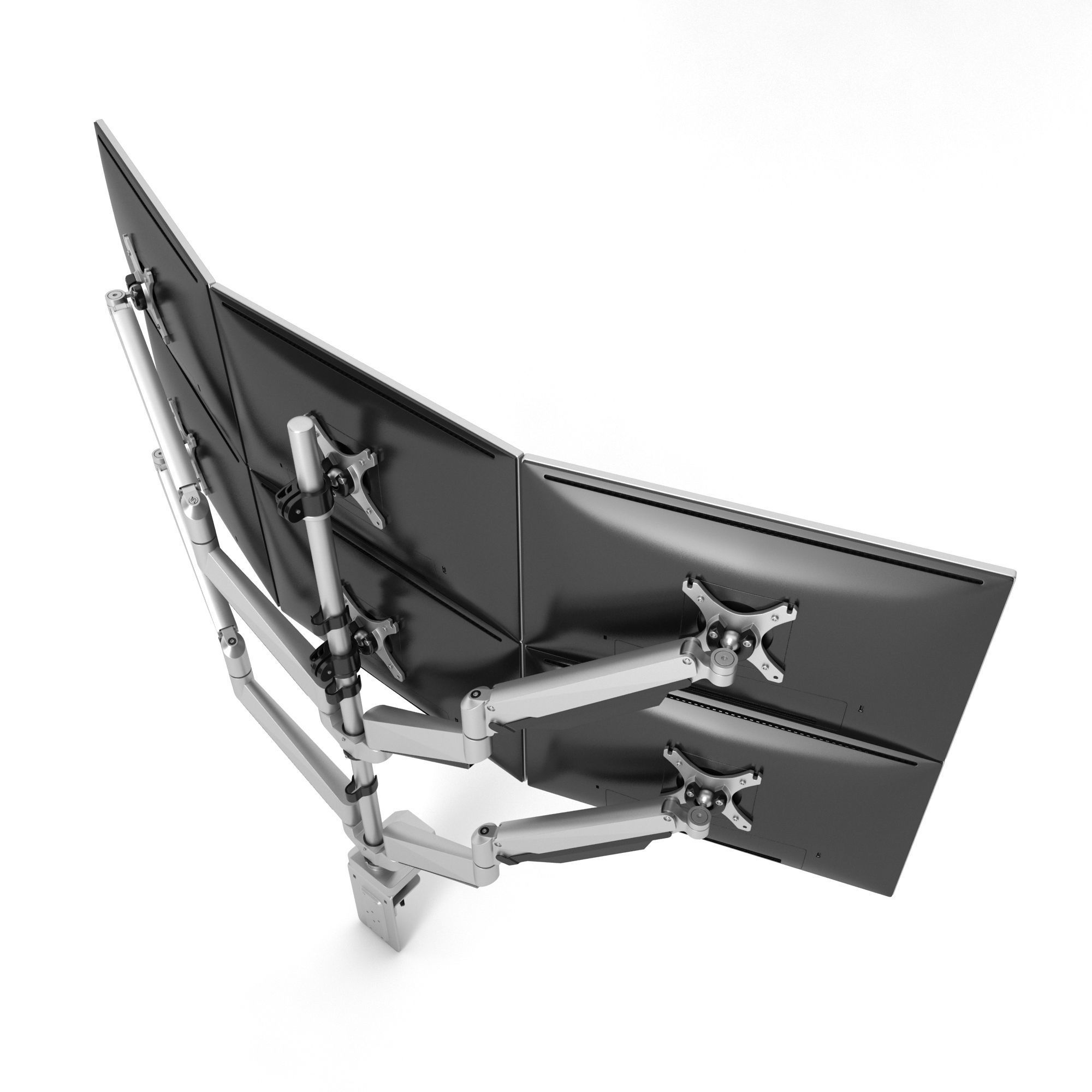 6-Monitors monitor stand with four monitors 3D model_8