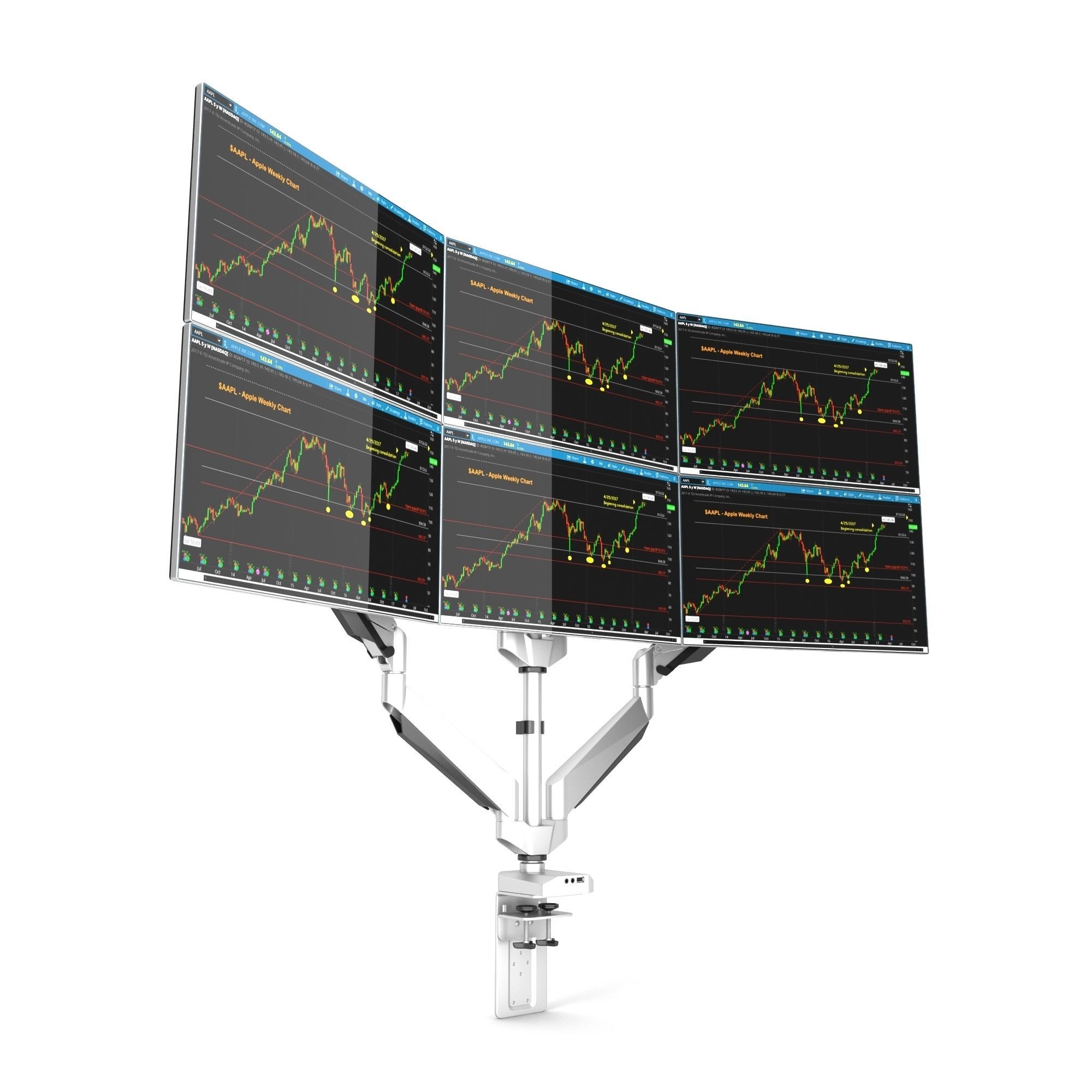 6-Monitors monitor stand with four monitors 3D model_1