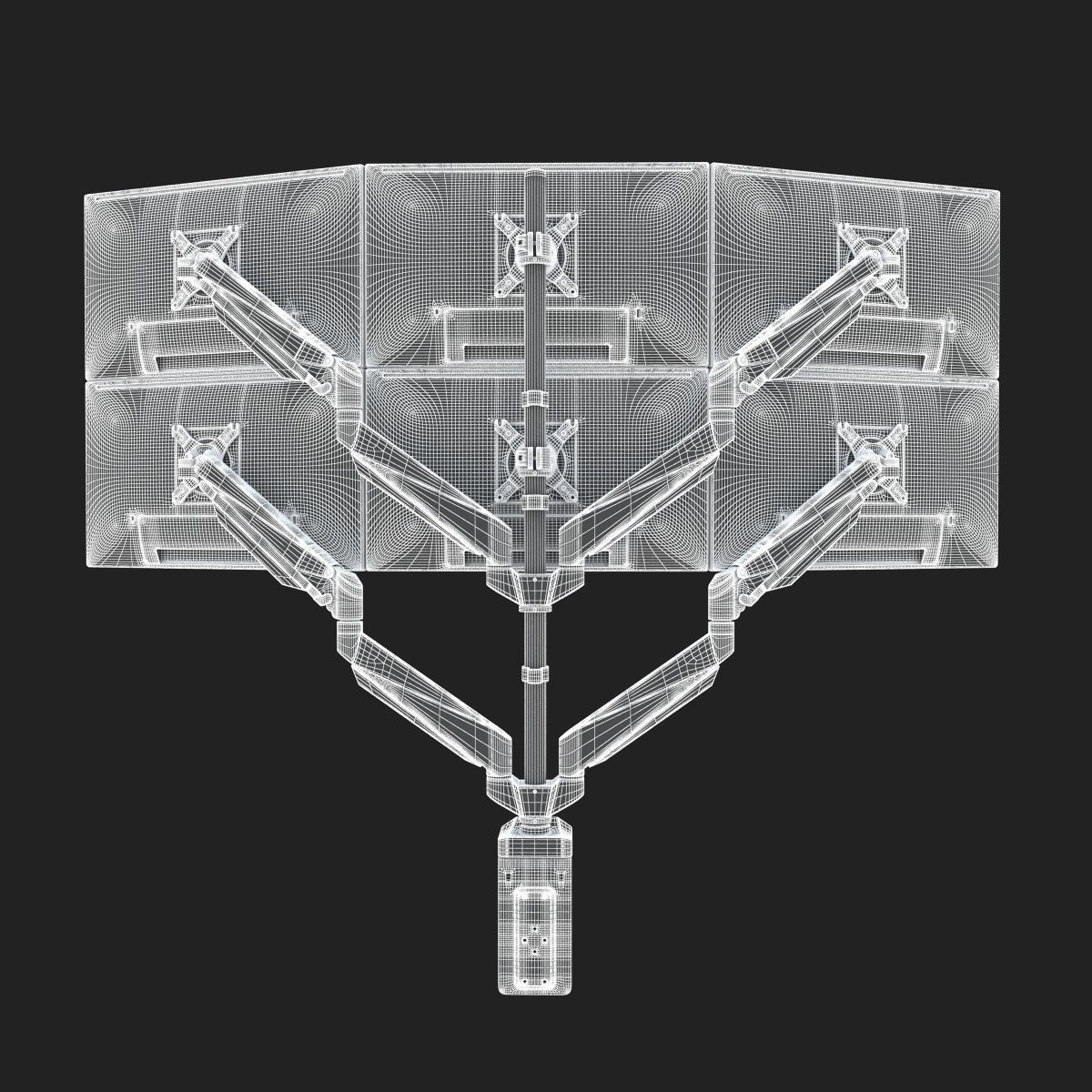 6-Monitors monitor stand with four monitors 3D model_18