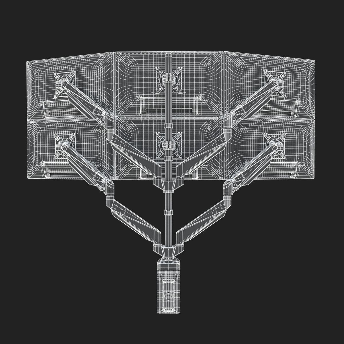 6-Monitors monitor stand with four monitors 3D model_17