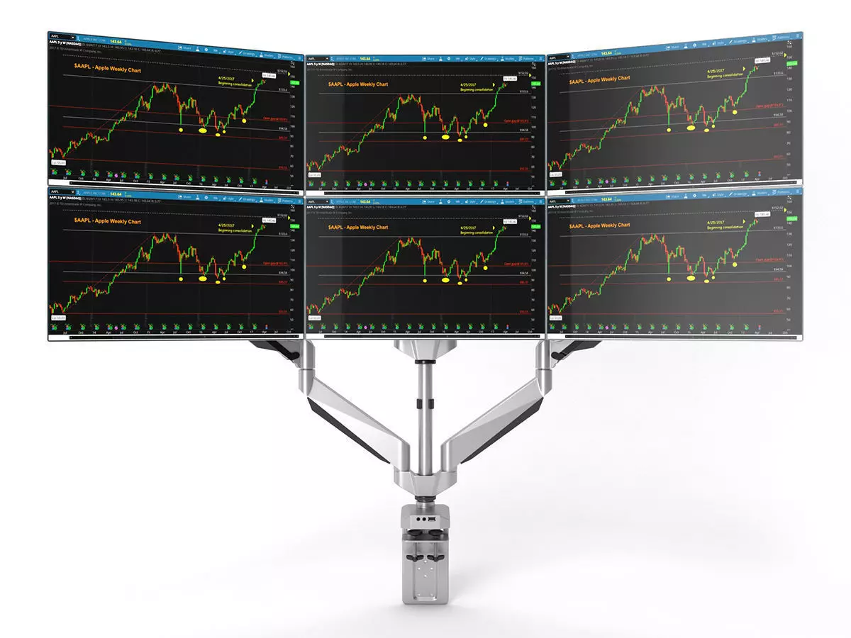 6-Monitors monitor stand with four monitors 3D model_0