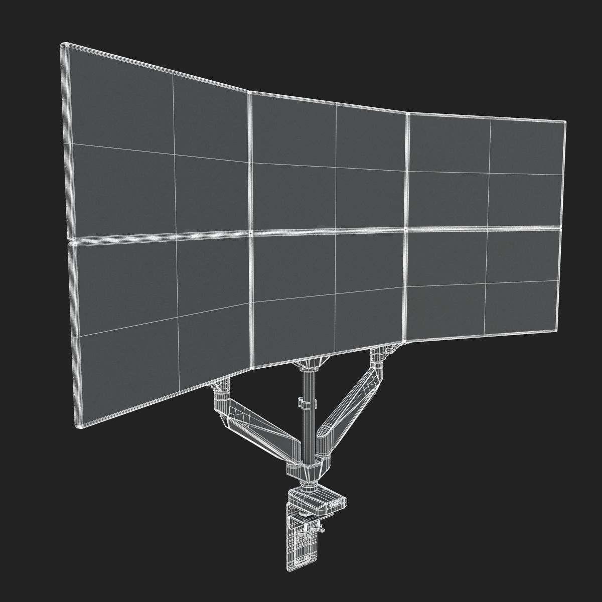 6-Monitors monitor stand with four monitors 3D model_24