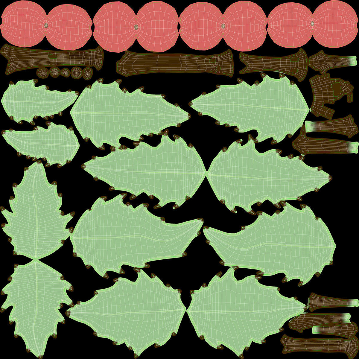 Mistletoe Sprig Holly 3D model_34