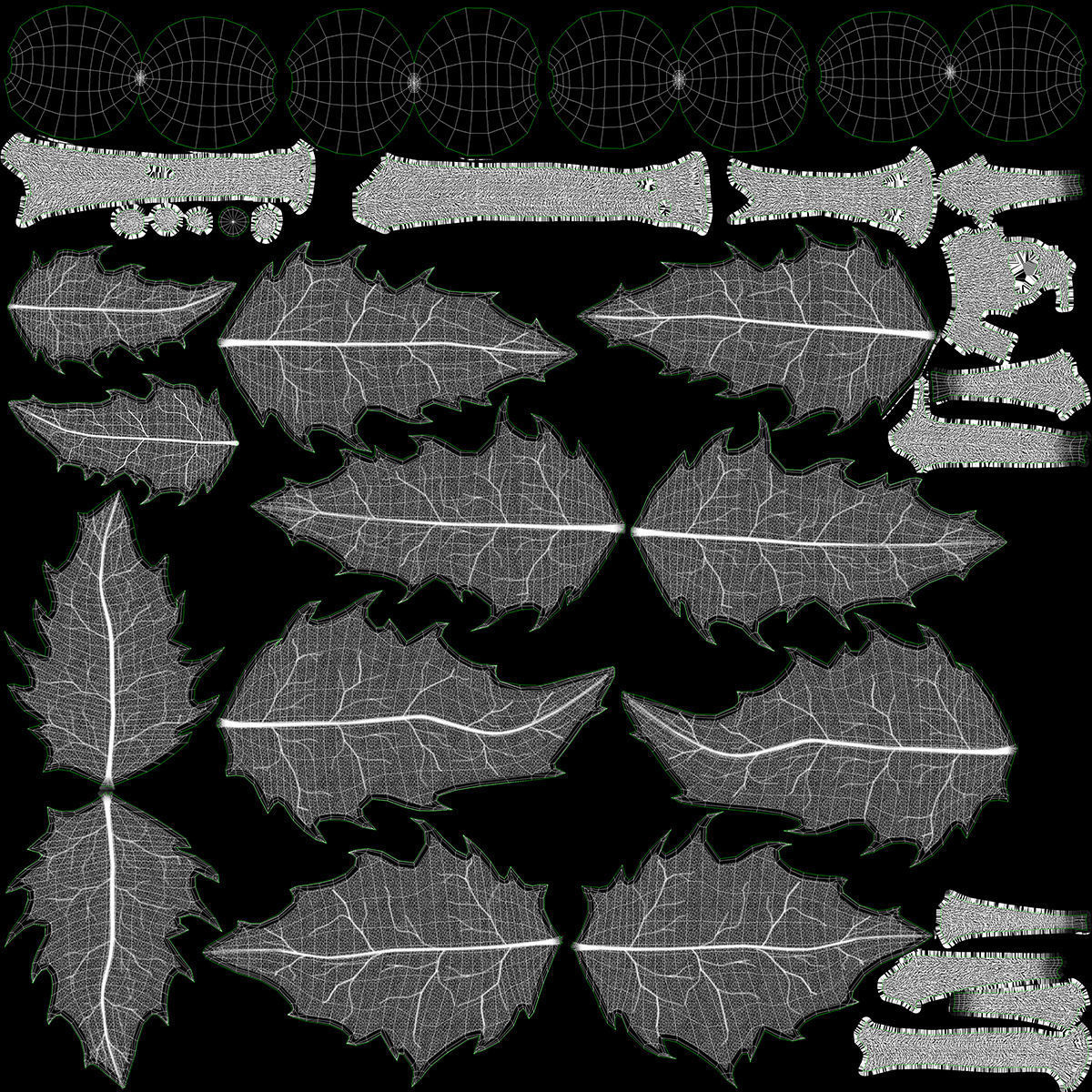 Mistletoe Sprig Holly 3D model_32