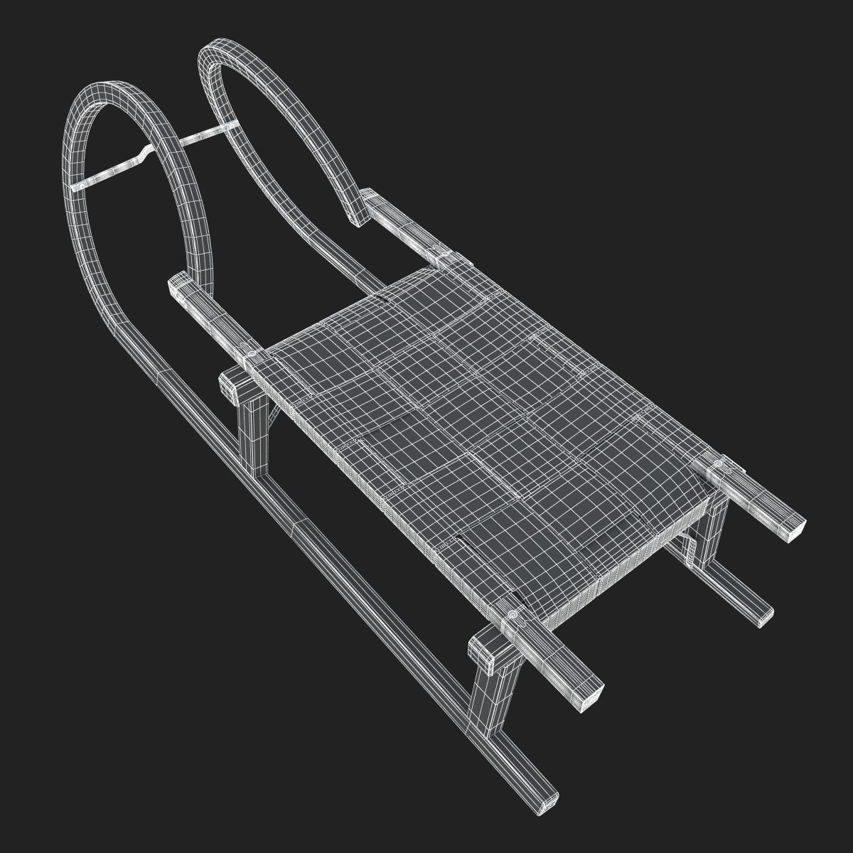 Wooden Sledge 3D model_12