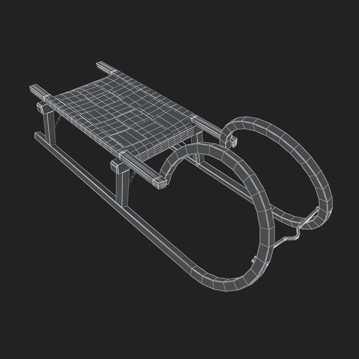 Wooden Sledge 3D model_15