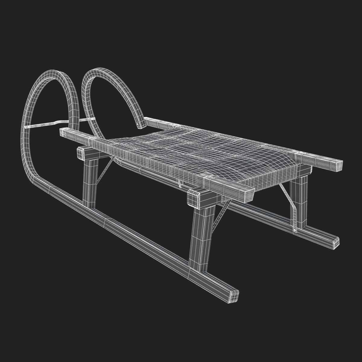 Wooden Sledge 3D model_24