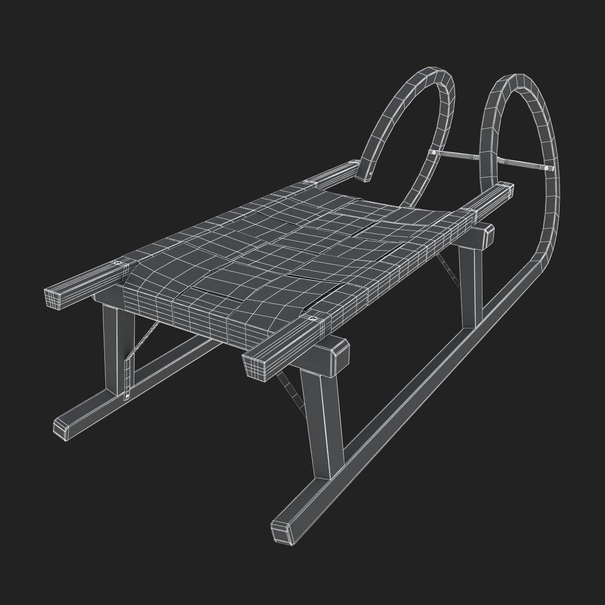 Wooden Sledge 3D model_13