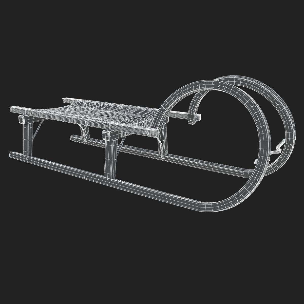 Wooden Sledge 3D model_19